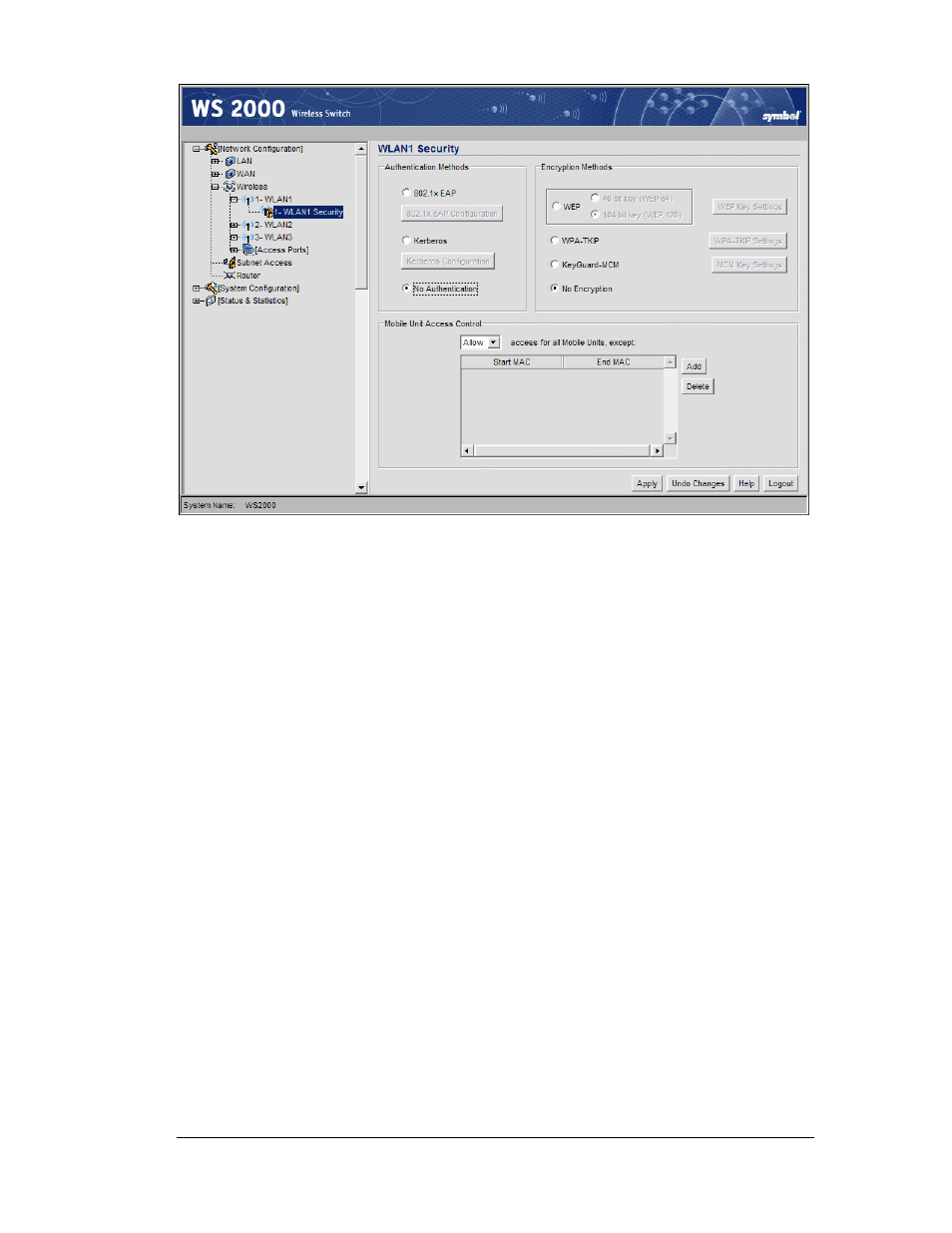 Setting the authentication method, 1x eap authentication | Symbol Technologies WS 2000 User Manual | Page 32 / 150