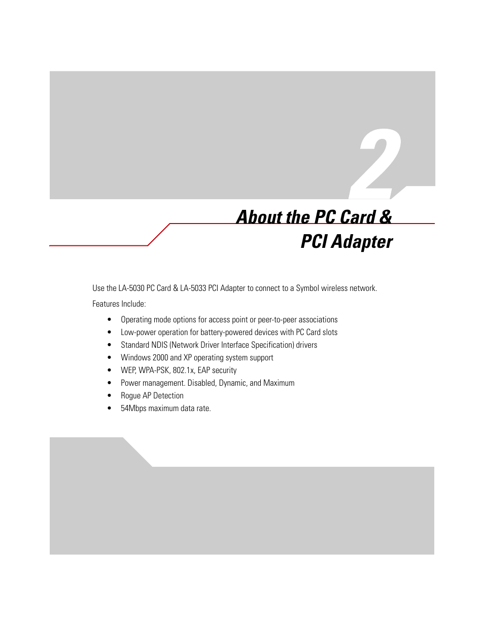 About the pc card & pci adapter, Chapter 2. about the pc card & pci adapter | Symbol Technologies LA-5030 User Manual | Page 17 / 106