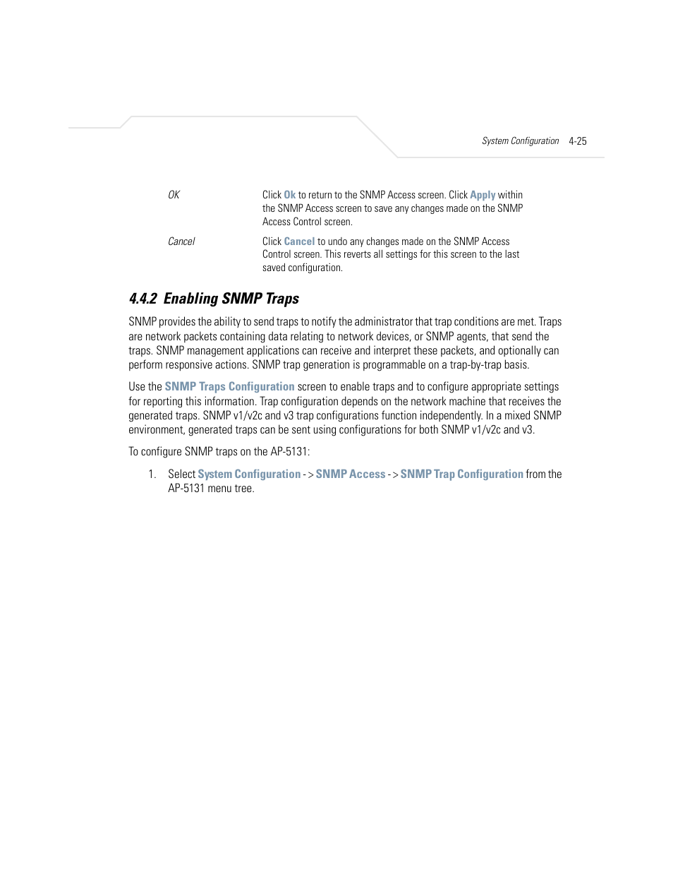 2 enabling snmp traps, Enabling snmp traps -25, Enabling snmp traps | Symbol Technologies AP-5131 User Manual | Page 101 / 578