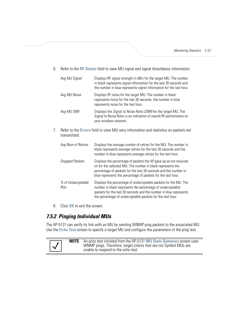 2 pinging individual mus, Pinging individual mus -27, Pinging individual mus | Symbol Technologies AP-5131 User Manual | Page 287 / 578