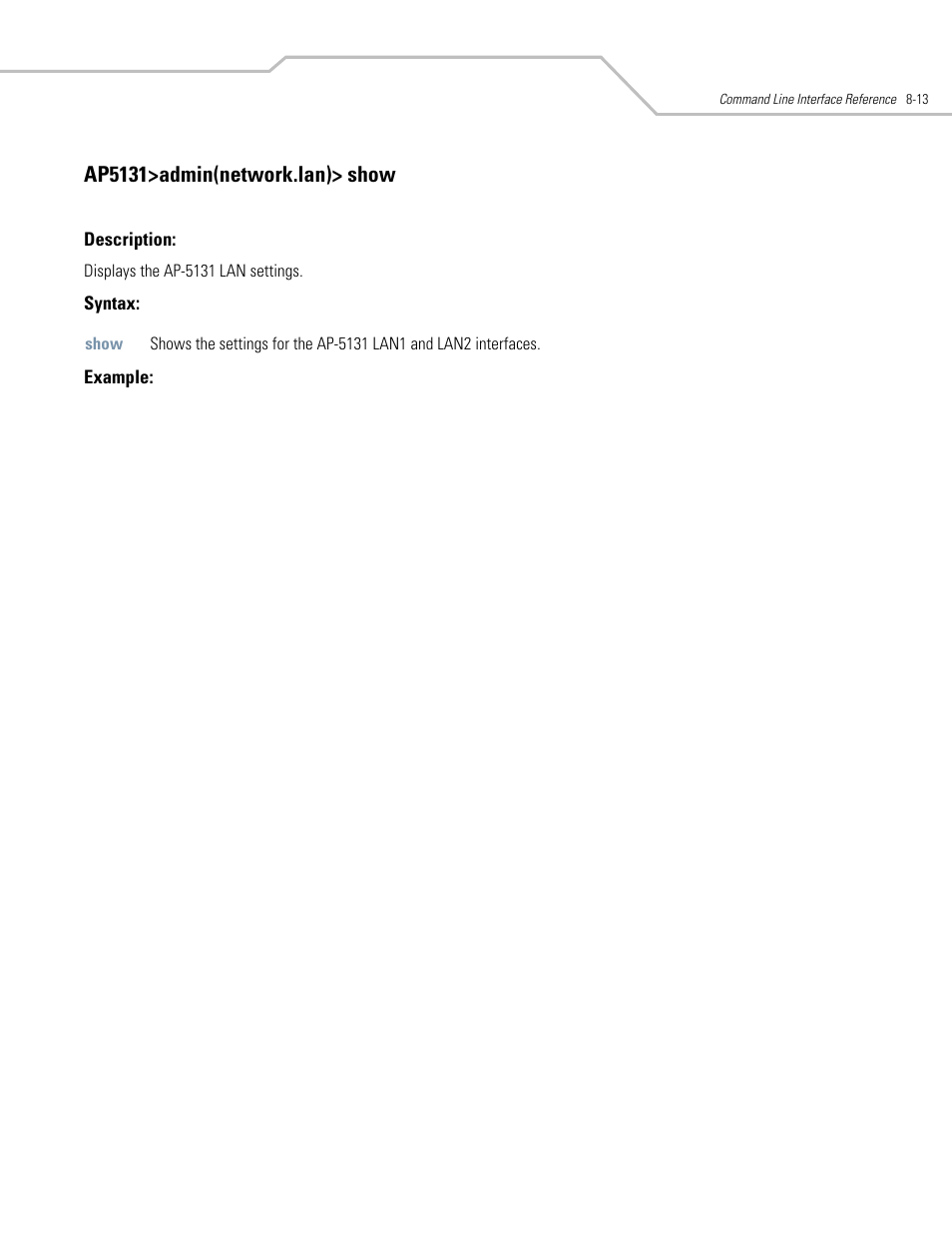 Ap5131>admin(network.lan)> show | Symbol Technologies AP-5131 User Manual | Page 307 / 578