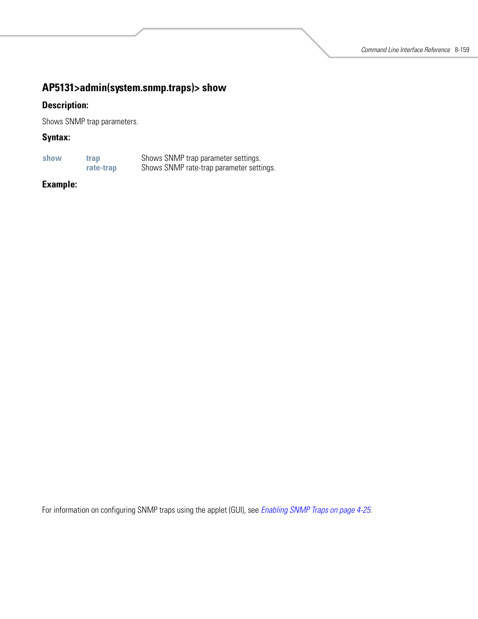 Ap5131>admin(system.snmp.traps)> show | Symbol Technologies AP-5131 User Manual | Page 453 / 578