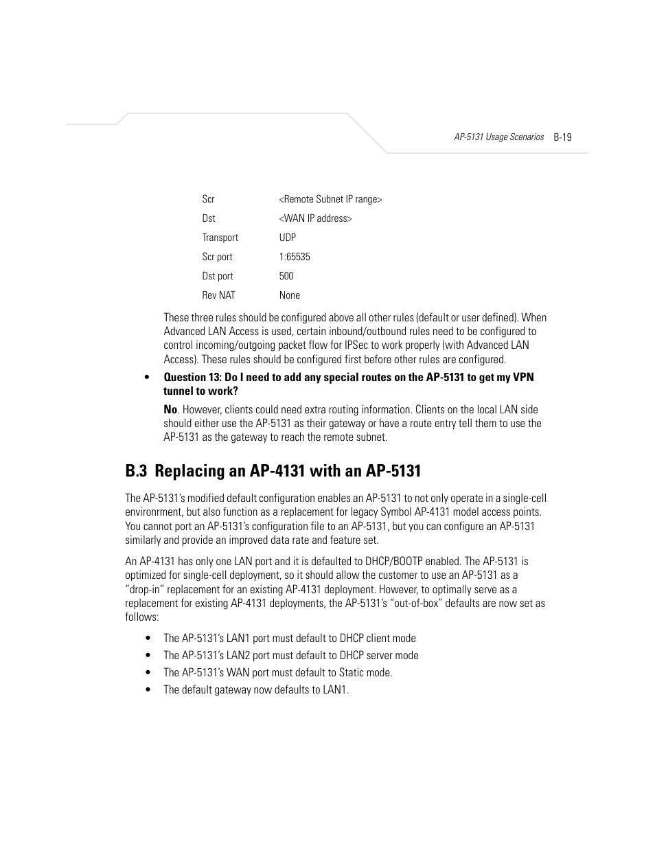 B.3 replacing an ap-4131 with an ap-5131 | Symbol Technologies AP-5131 User Manual | Page 565 / 578