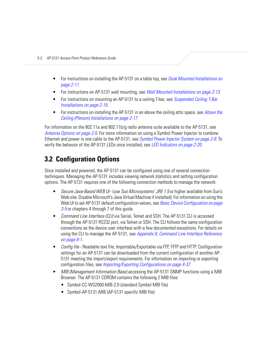 2 configuration options, Configuration options -2, Configuration options | Symbol Technologies AP-5131 User Manual | Page 64 / 578