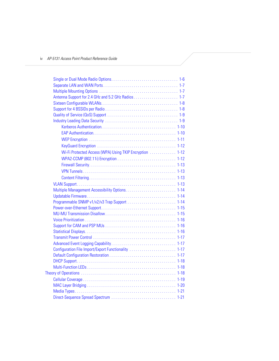 Symbol Technologies AP-5131 User Manual | Page 8 / 578
