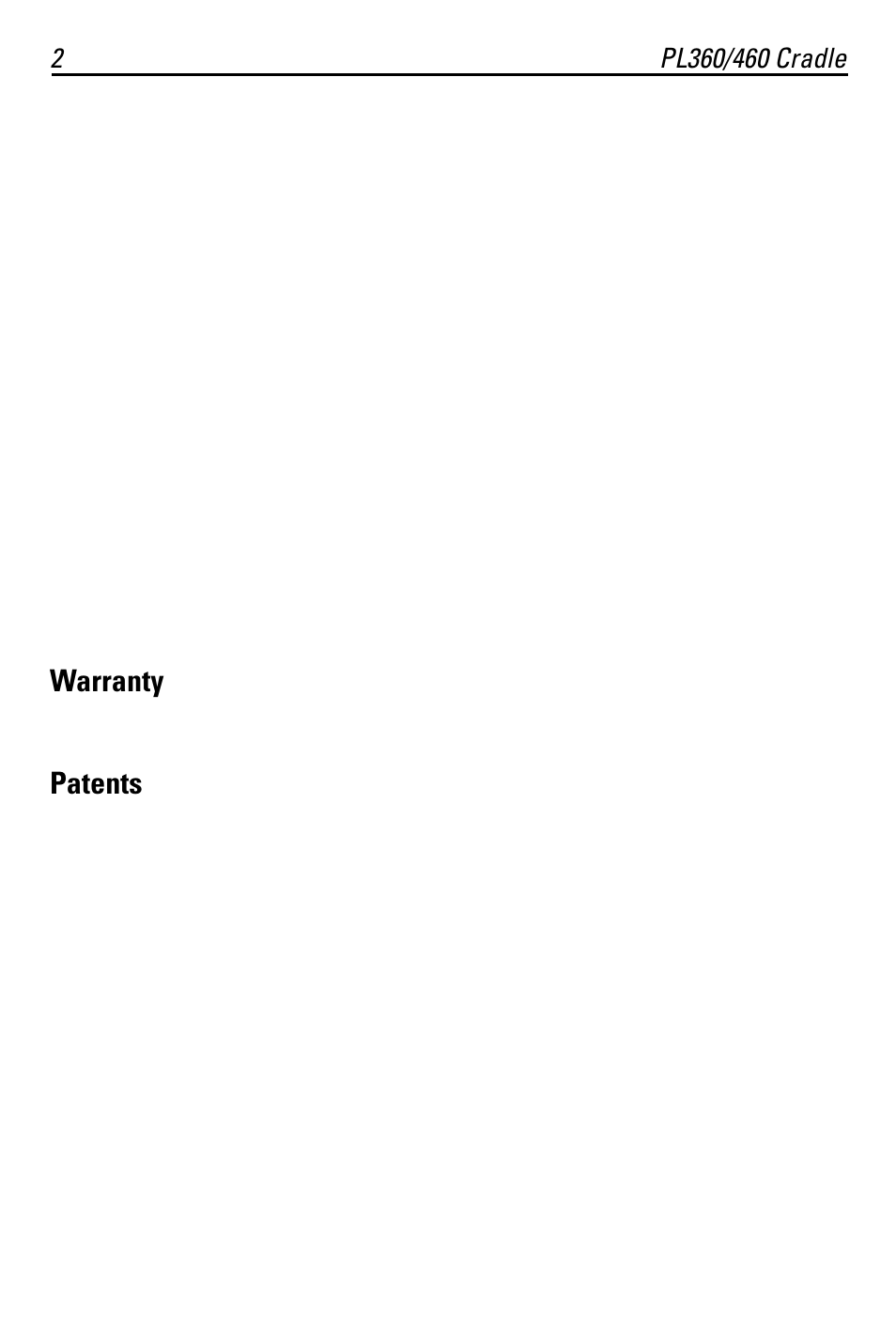 Warranty, Patents | Symbol Technologies PL460 User Manual | Page 2 / 16