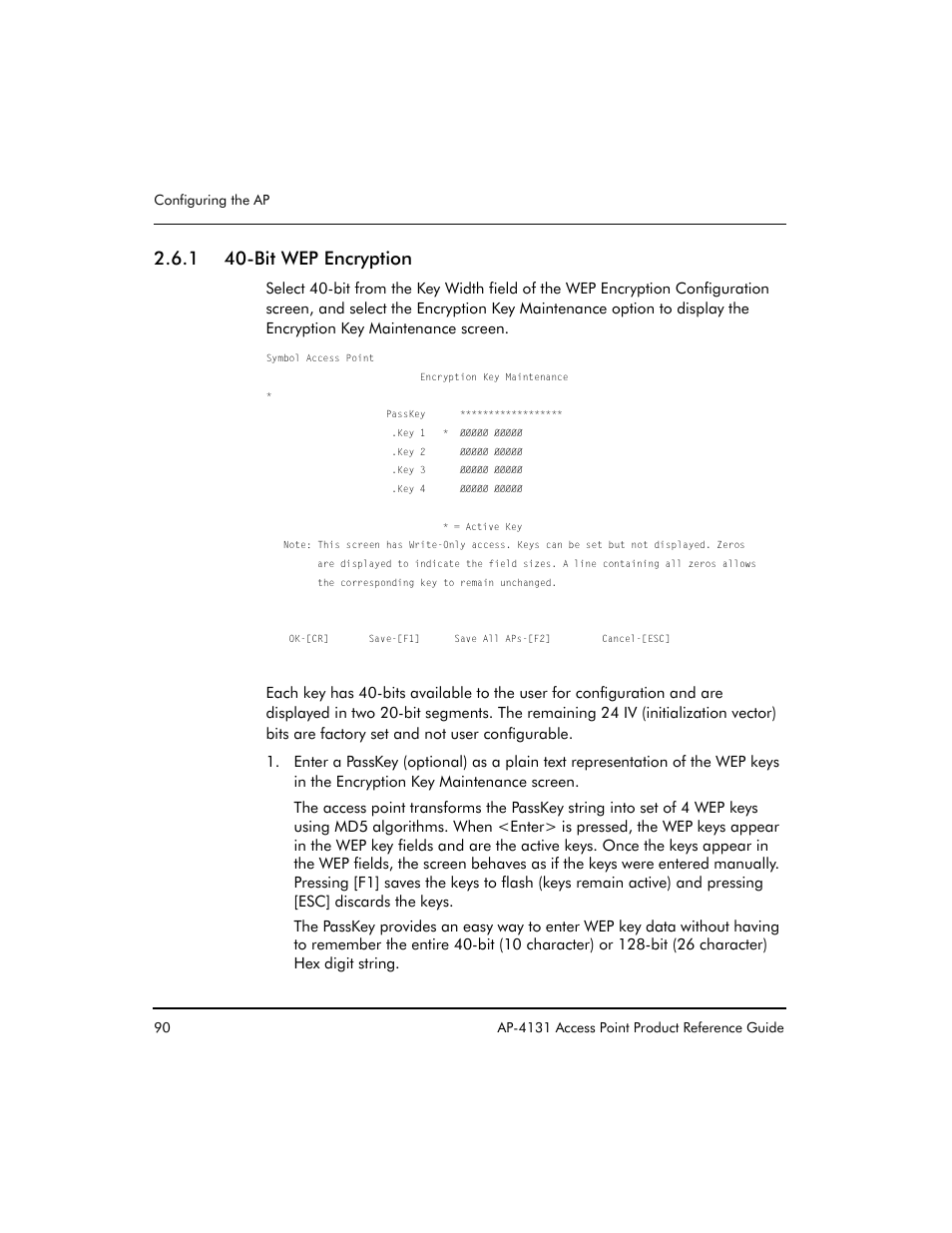 1 40-bit wep encryption | Symbol Technologies Spectrum24 AP-4131 User Manual | Page 100 / 250