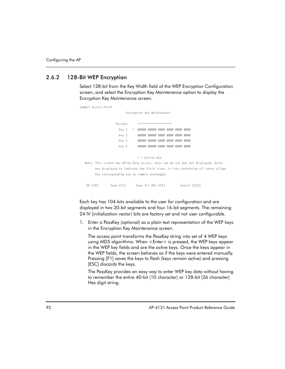 2 128-bit wep encryption | Symbol Technologies Spectrum24 AP-4131 User Manual | Page 102 / 250