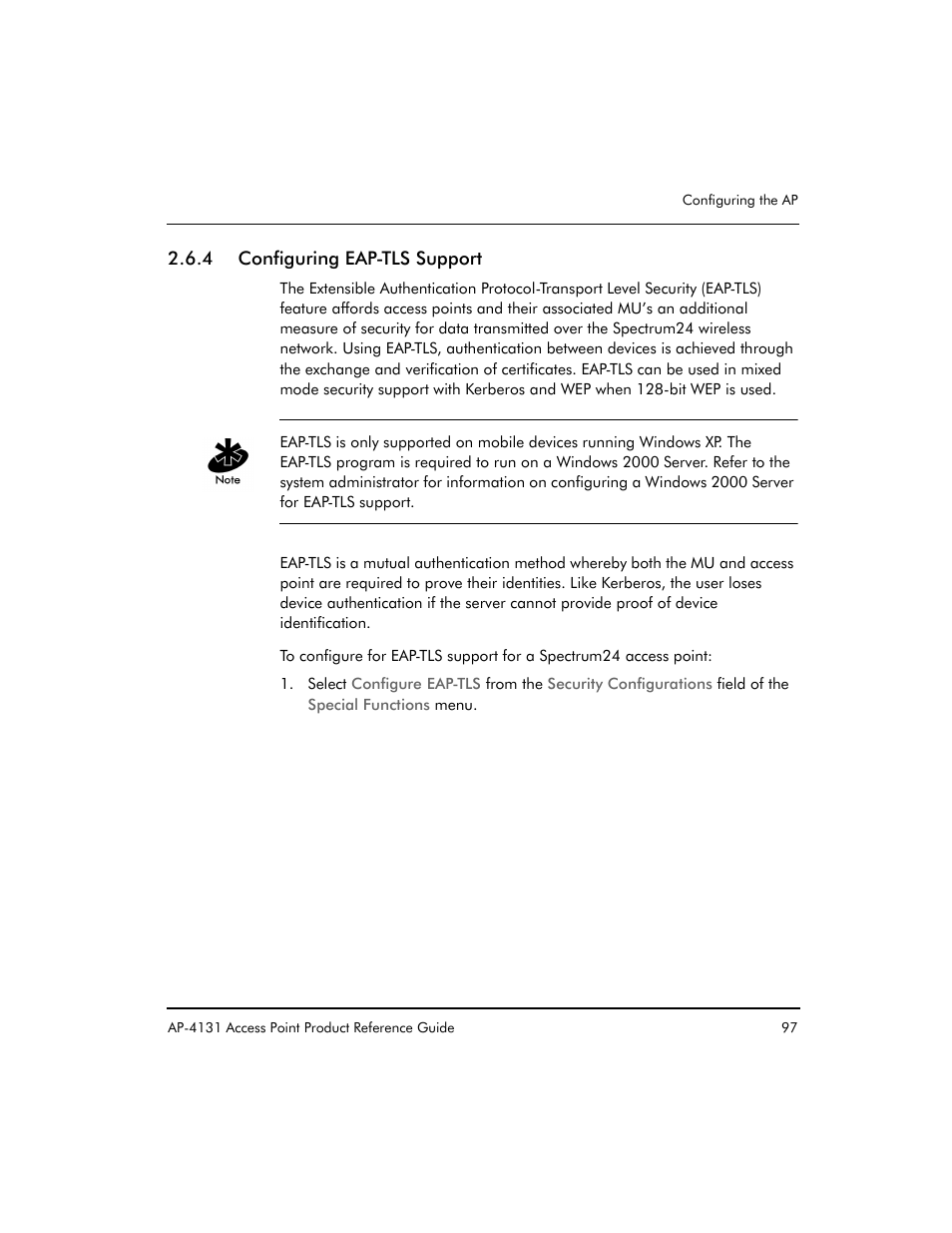 4 configuring eap-tls support | Symbol Technologies Spectrum24 AP-4131 User Manual | Page 107 / 250