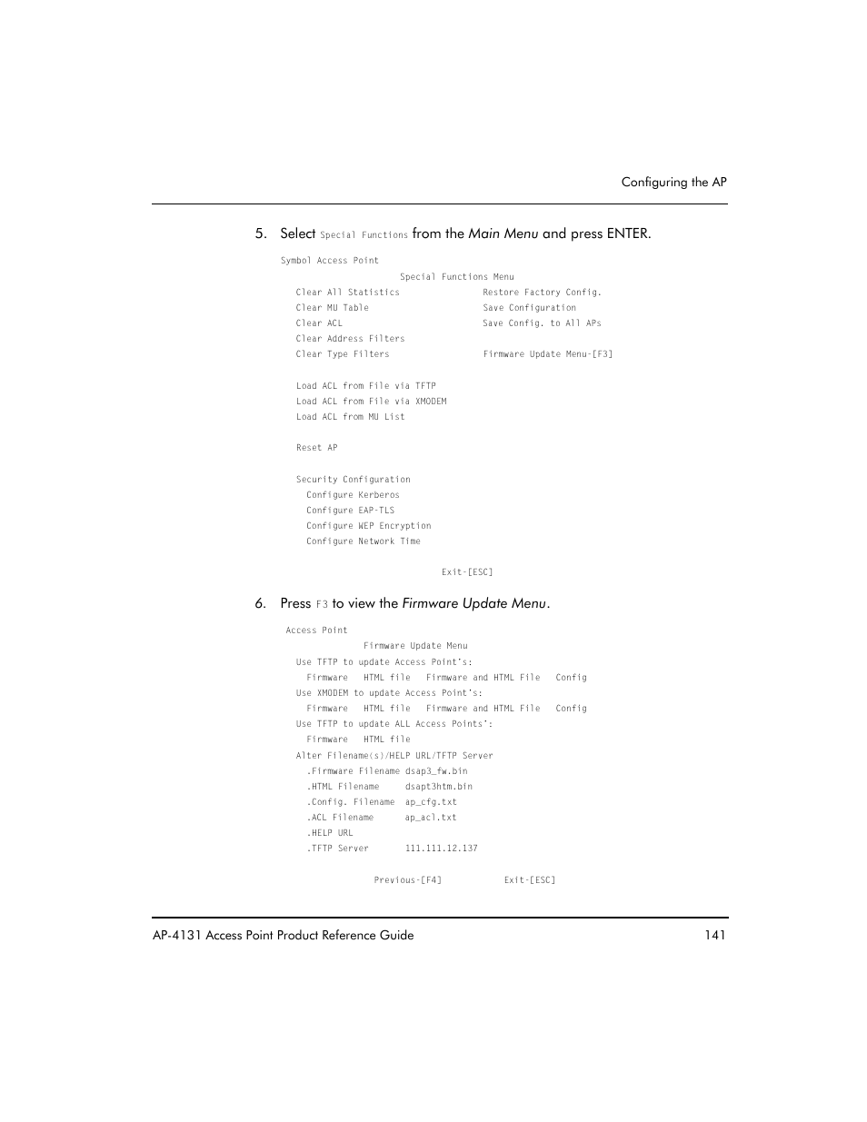 Select, Press | Symbol Technologies Spectrum24 AP-4131 User Manual | Page 151 / 250