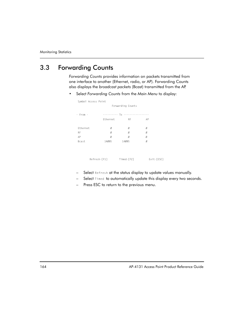 3 forwarding counts | Symbol Technologies Spectrum24 AP-4131 User Manual | Page 174 / 250