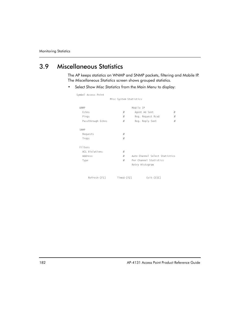 9 miscellaneous statistics | Symbol Technologies Spectrum24 AP-4131 User Manual | Page 192 / 250