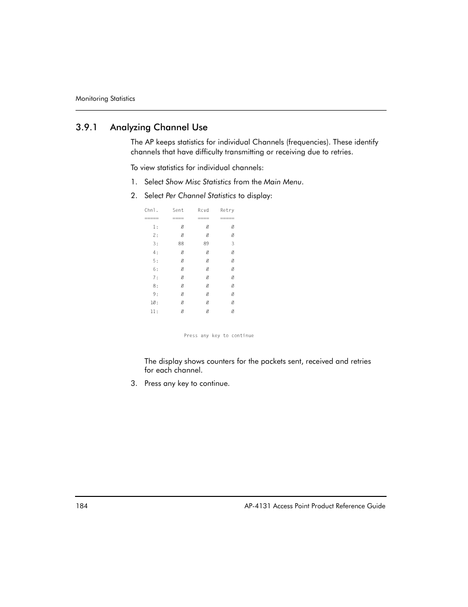 1 analyzing channel use | Symbol Technologies Spectrum24 AP-4131 User Manual | Page 194 / 250