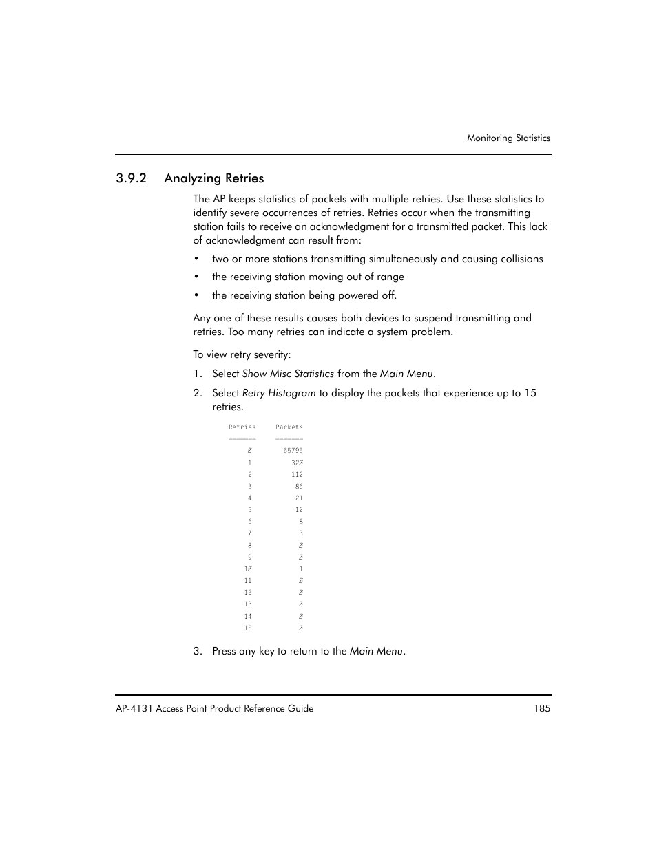 2 analyzing retries | Symbol Technologies Spectrum24 AP-4131 User Manual | Page 195 / 250