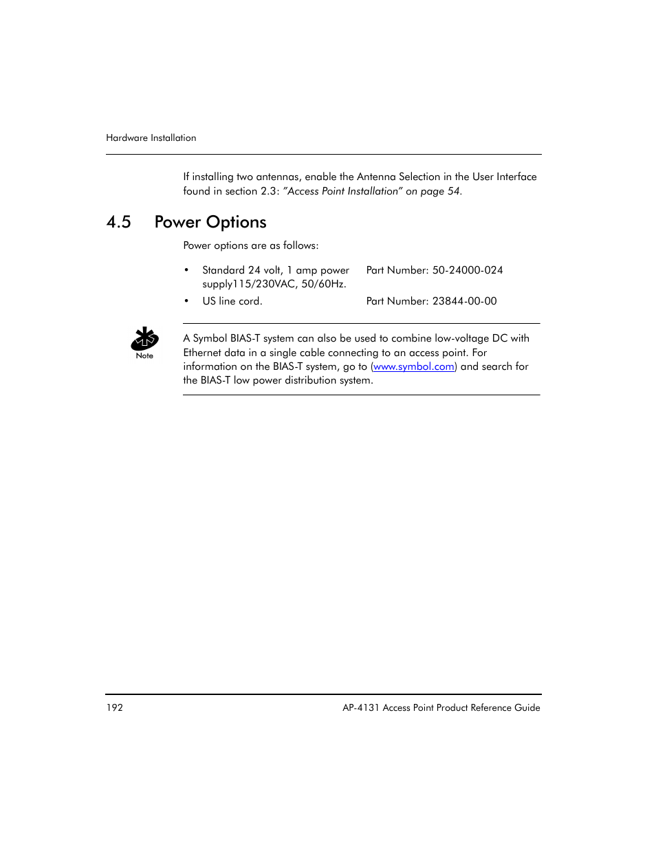 5 power options | Symbol Technologies Spectrum24 AP-4131 User Manual | Page 202 / 250