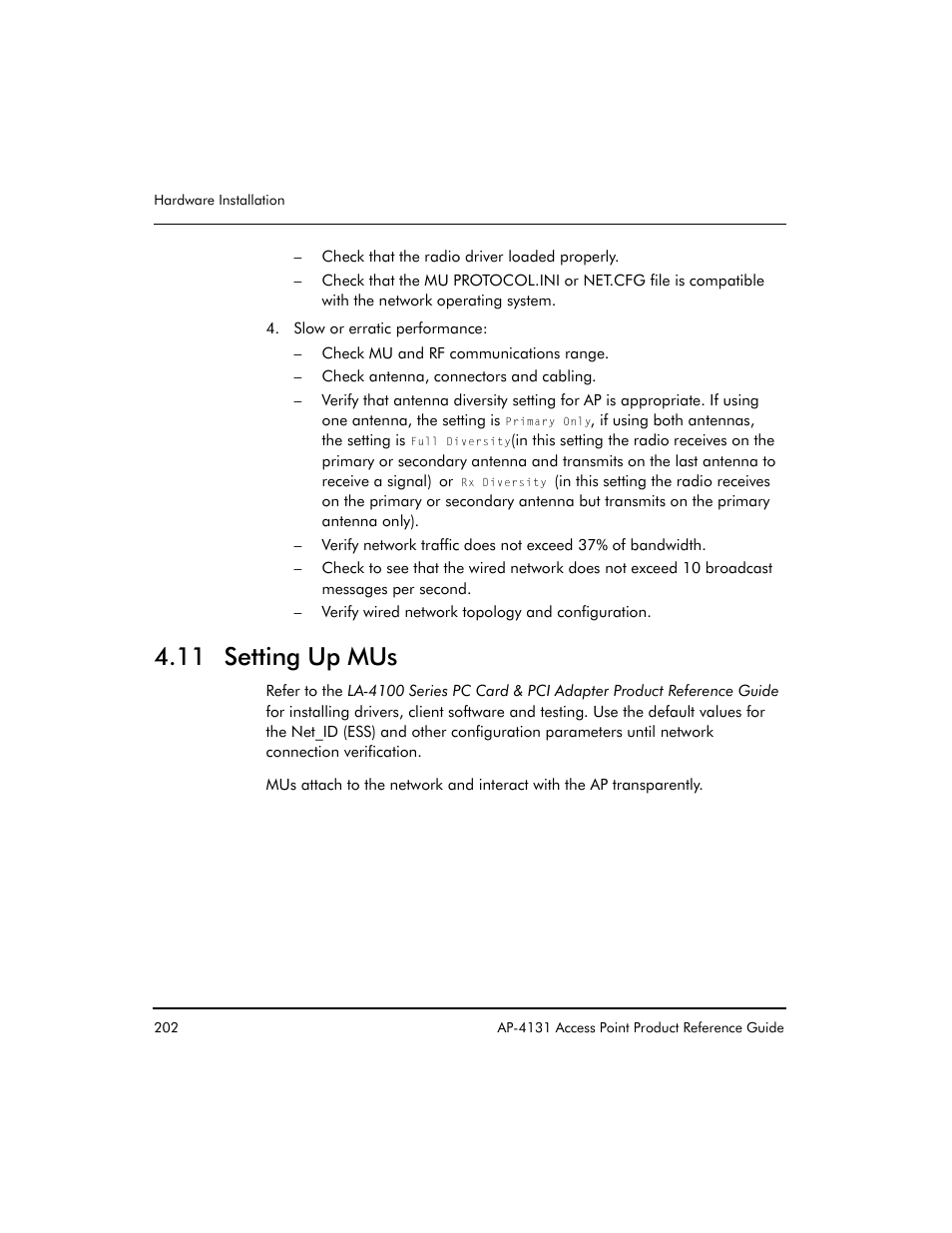 11 setting up mus | Symbol Technologies Spectrum24 AP-4131 User Manual | Page 212 / 250