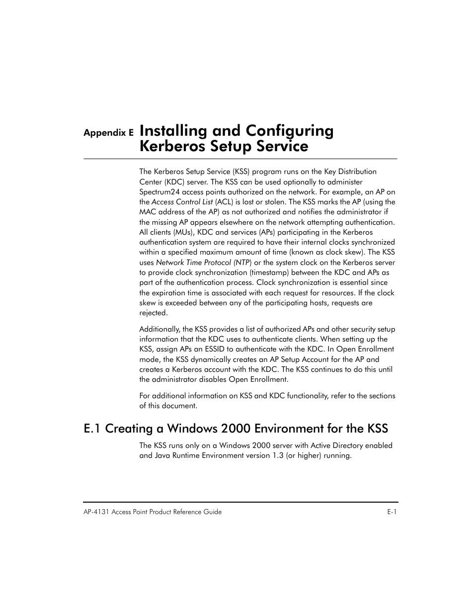 Installing and configuring kerberos setup service | Symbol Technologies Spectrum24 AP-4131 User Manual | Page 225 / 250