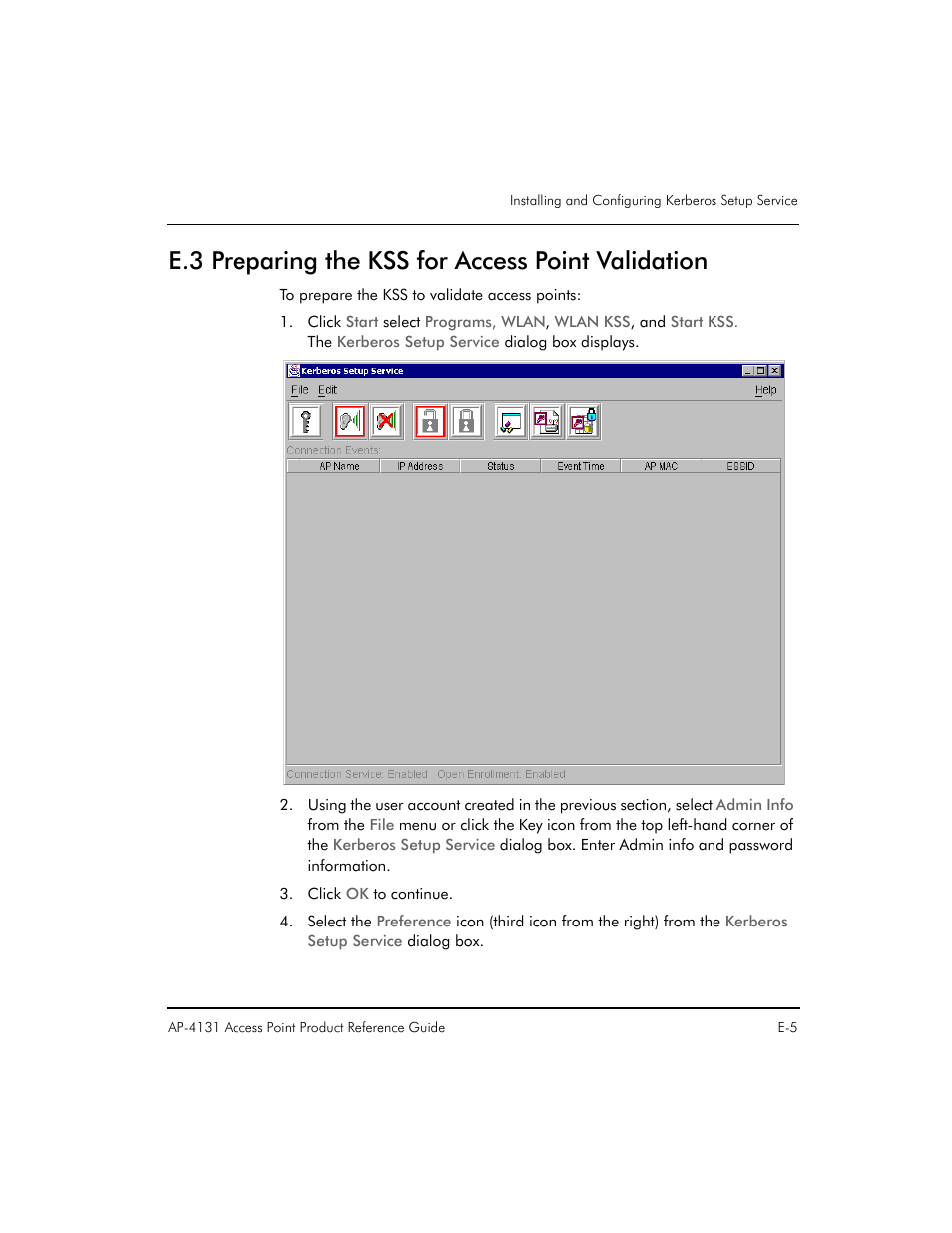 E.3 preparing the kss for access point validation | Symbol Technologies Spectrum24 AP-4131 User Manual | Page 229 / 250