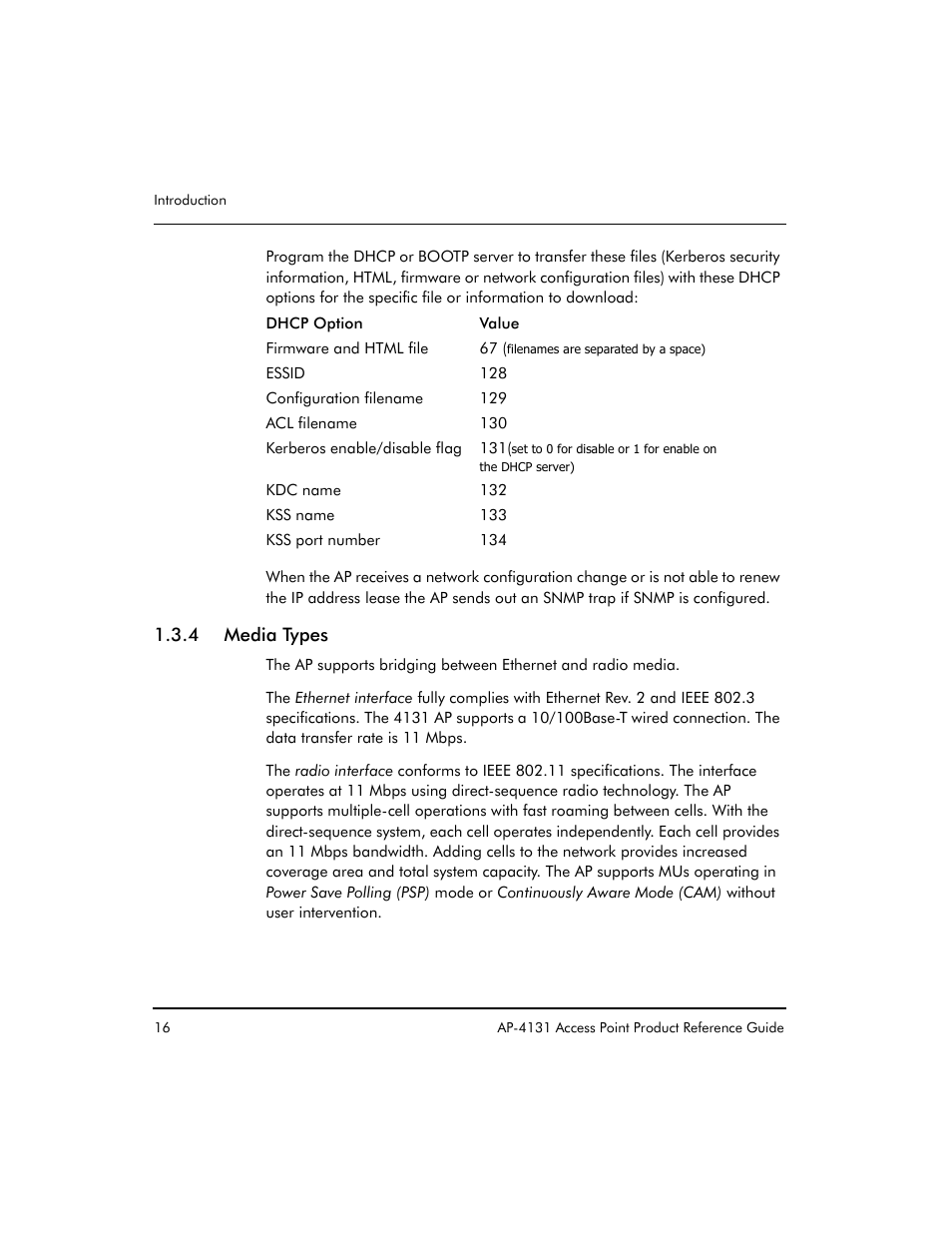 4 media types | Symbol Technologies Spectrum24 AP-4131 User Manual | Page 26 / 250