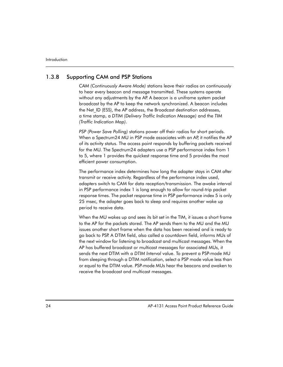 8 supporting cam and psp stations | Symbol Technologies Spectrum24 AP-4131 User Manual | Page 34 / 250