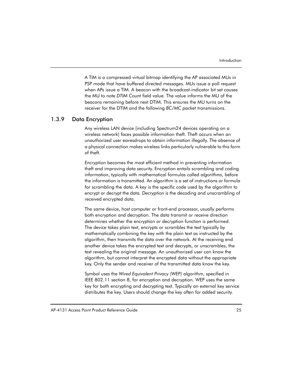 9 data encryption | Symbol Technologies Spectrum24 AP-4131 User Manual | Page 35 / 250