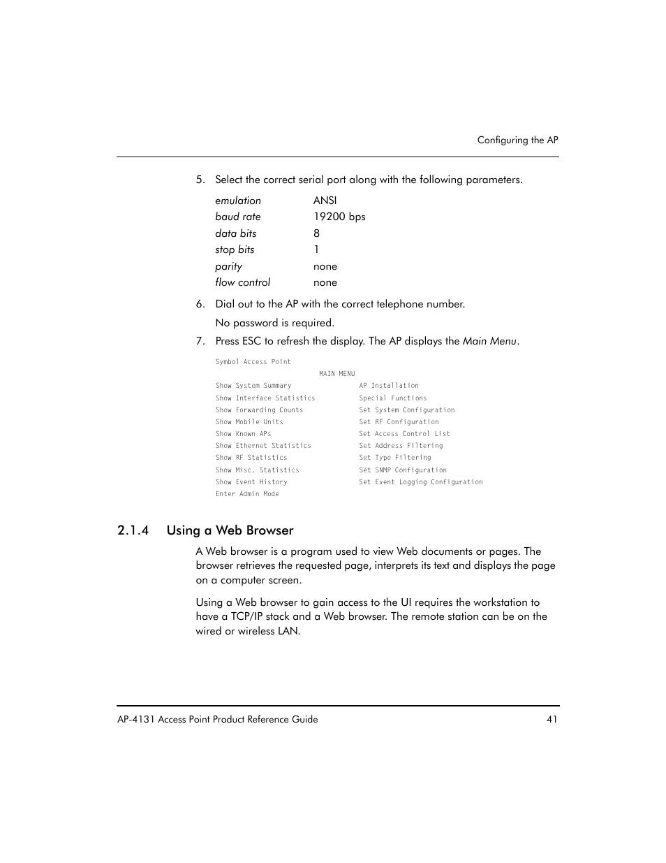 4 using a web browser | Symbol Technologies Spectrum24 AP-4131 User Manual | Page 51 / 250