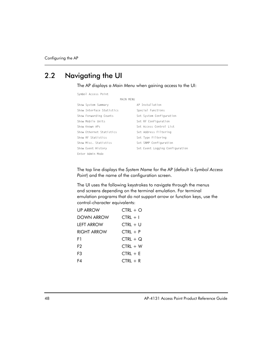 2 navigating the ui | Symbol Technologies Spectrum24 AP-4131 User Manual | Page 58 / 250