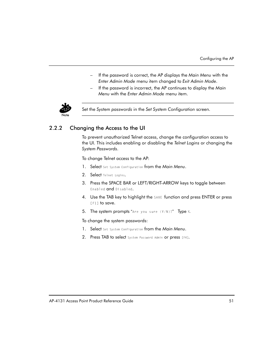 2 changing the access to the ui | Symbol Technologies Spectrum24 AP-4131 User Manual | Page 61 / 250