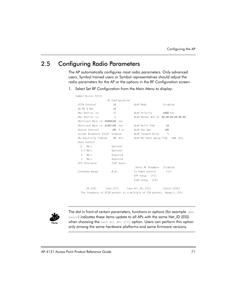 5 configuring radio parameters | Symbol Technologies Spectrum24 AP-4131 User Manual | Page 81 / 250