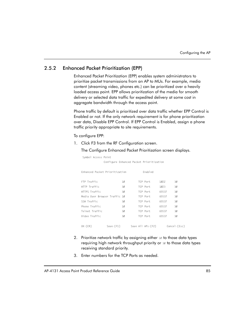 2 enhanced packet prioritization (epp) | Symbol Technologies Spectrum24 AP-4131 User Manual | Page 95 / 250