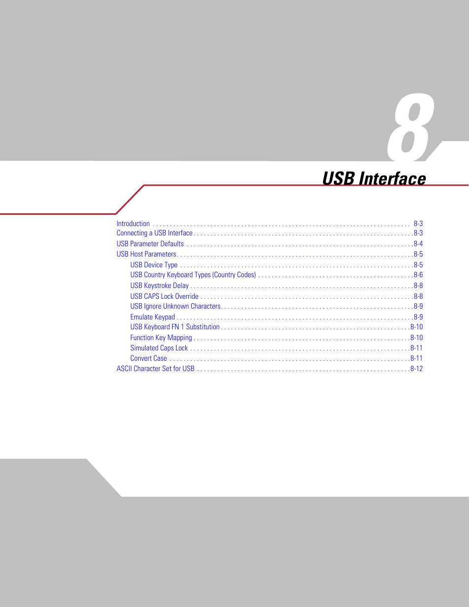 Usb interface, Chapter 8. usb interface, Chapter 8, usb interface | Symbol Technologies DS 6608 User Manual | Page 107 / 396