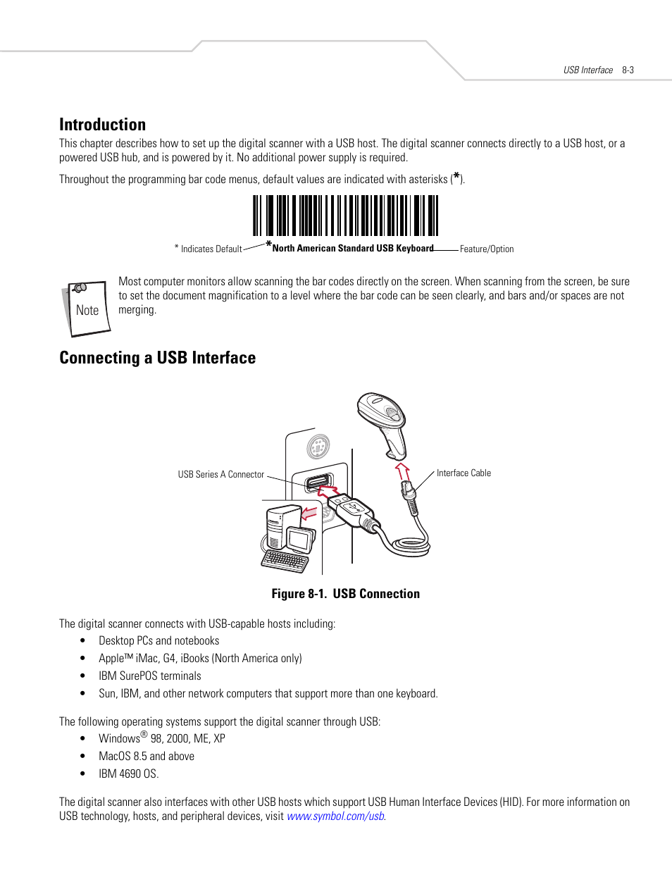 Introduction, Connecting a usb interface, Introduction -3 connecting a usb interface -3 | Connecting a usb interface -3 | Symbol Technologies DS 6608 User Manual | Page 109 / 396
