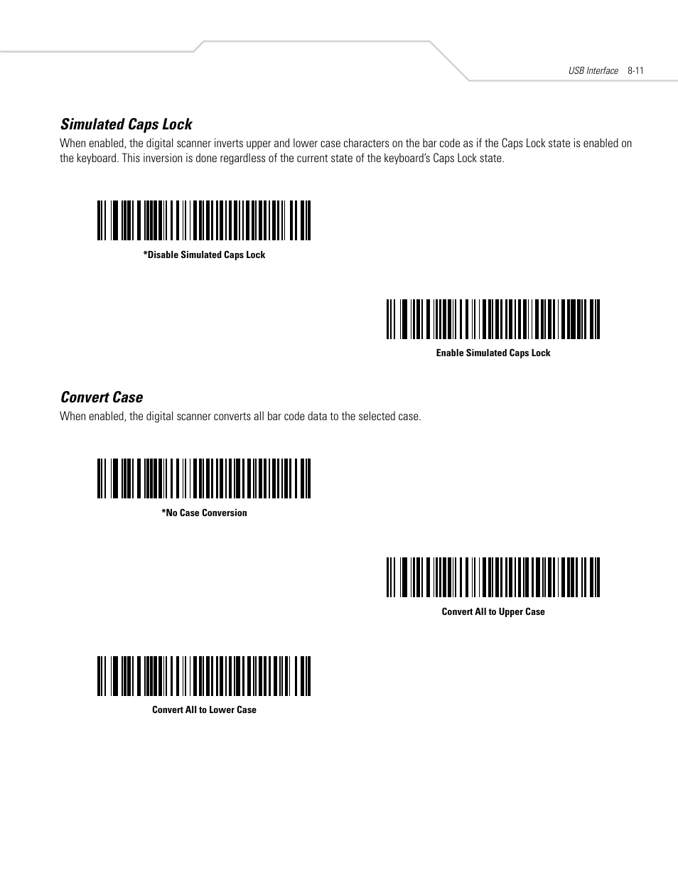 Simulated caps lock, Convert case, Simulated caps lock -11 convert case -11 | Symbol Technologies DS 6608 User Manual | Page 117 / 396
