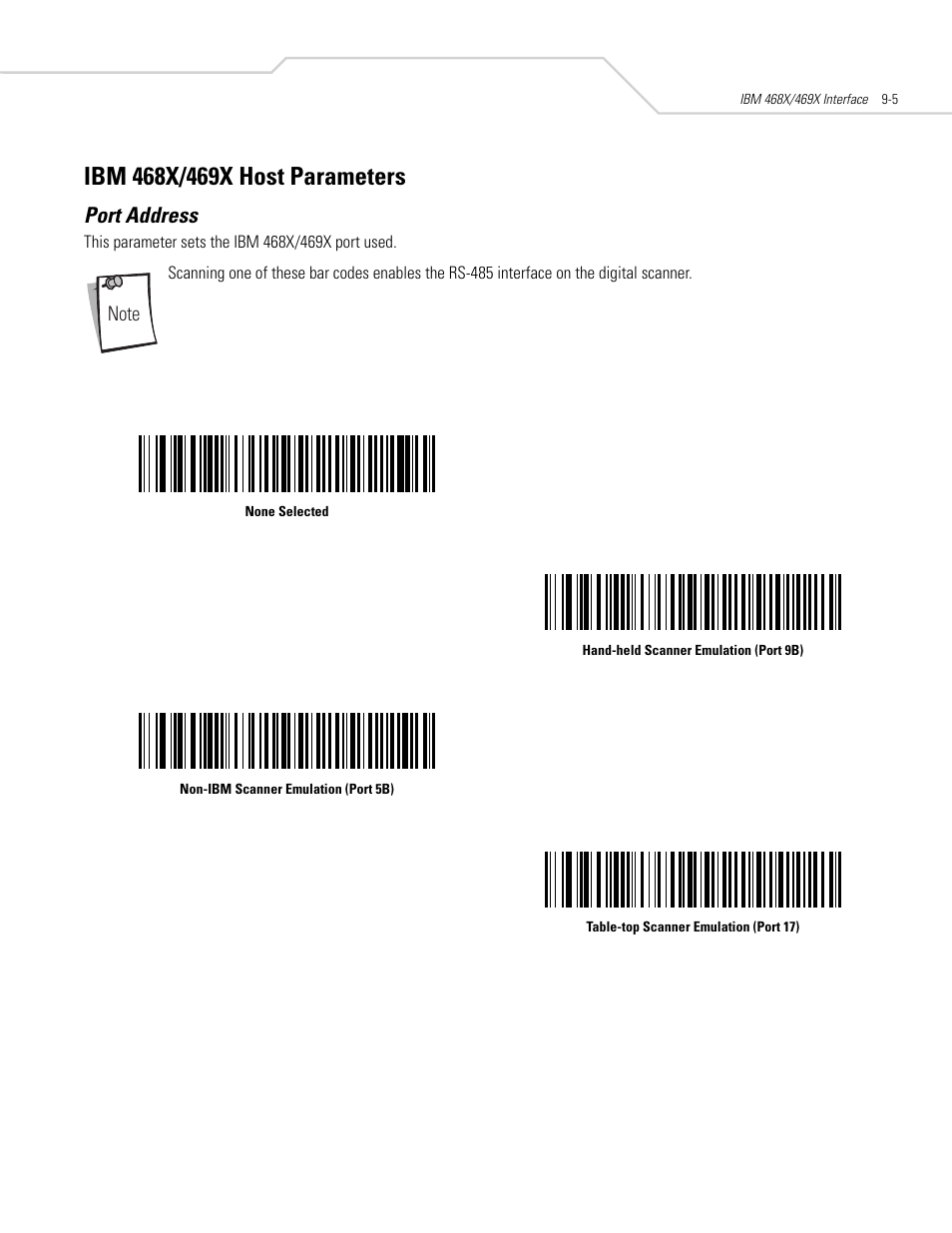 Ibm 468x/469x host parameters, Port address, Ibm 468x/469x host parameters -5 | Port address -5 | Symbol Technologies DS 6608 User Manual | Page 131 / 396