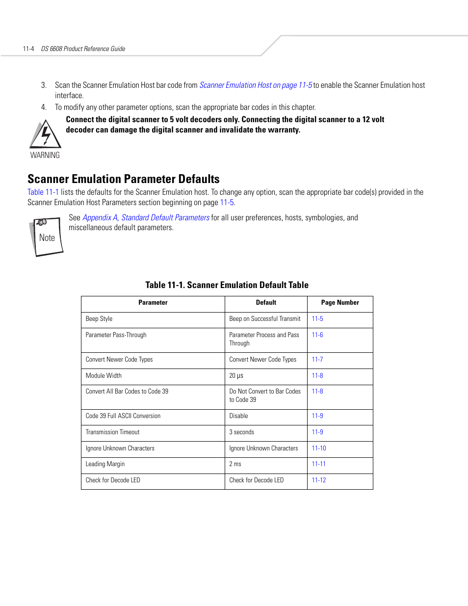 Scanner emulation parameter defaults, Scanner emulation parameter defaults -4 | Symbol Technologies DS 6608 User Manual | Page 146 / 396