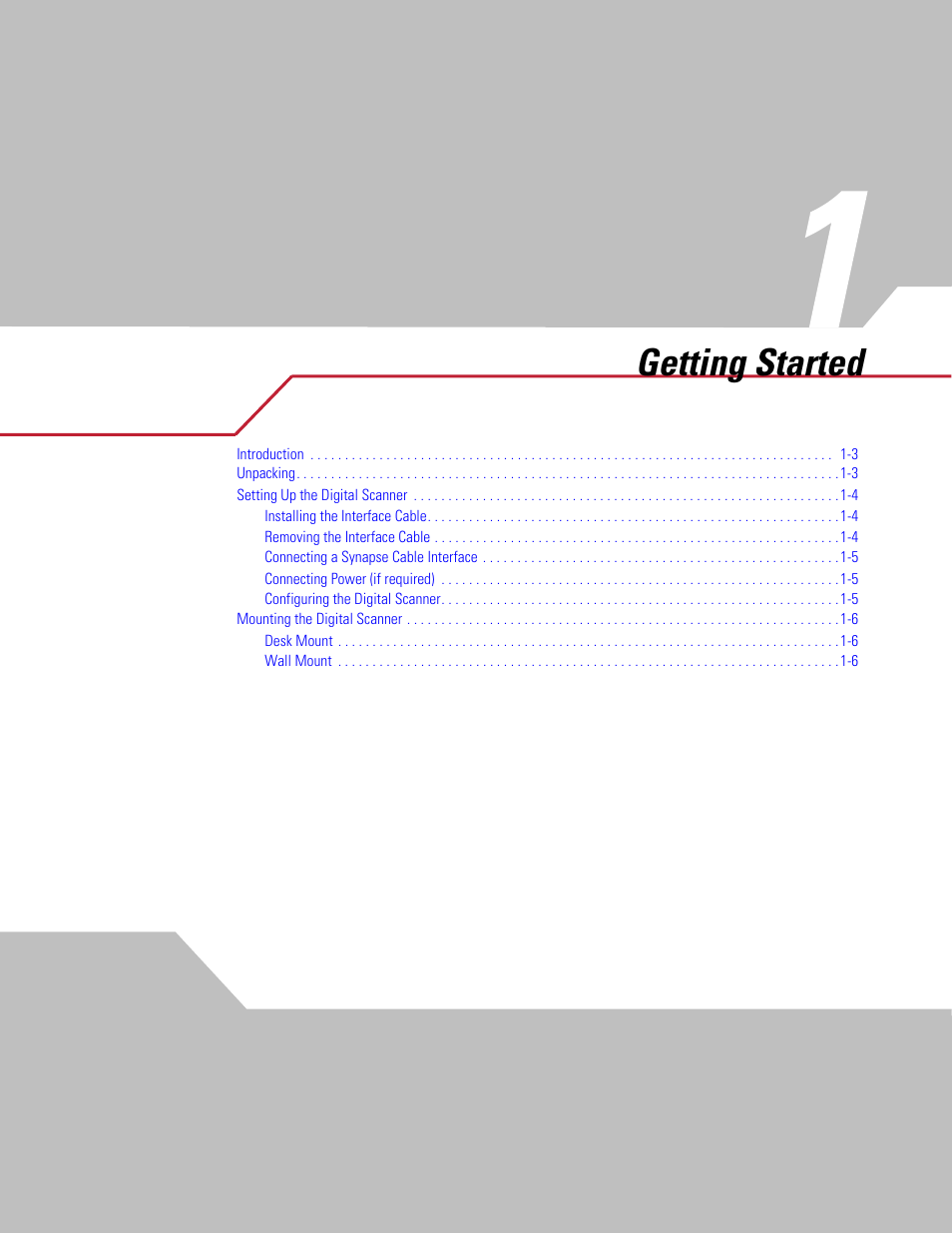Getting started, Chapter 1. getting started, Chapter 1, getting started | Symbol Technologies DS 6608 User Manual | Page 19 / 396