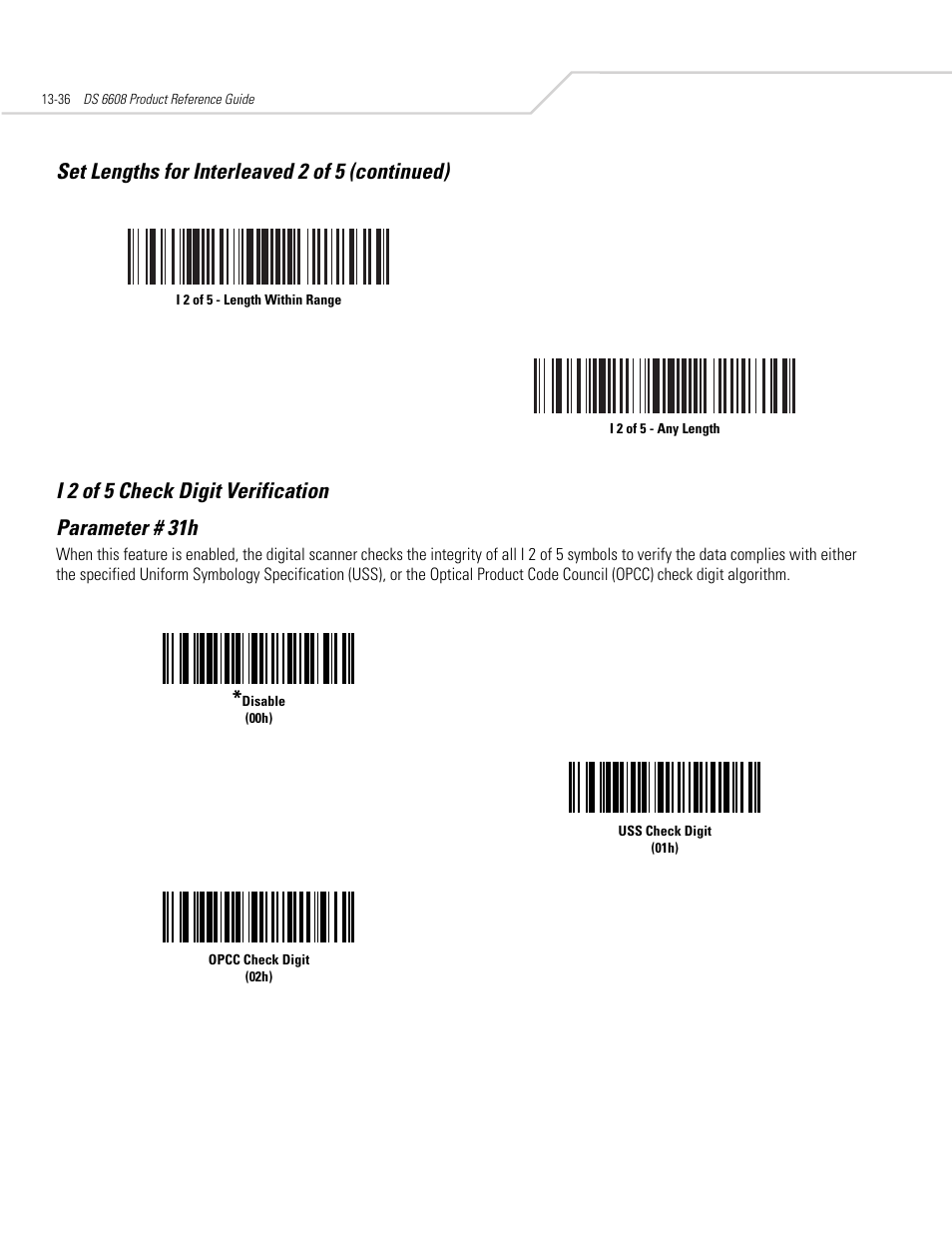 I 2 of 5 check digit verification, I 2 of 5 check digit verification -36 | Symbol Technologies DS 6608 User Manual | Page 194 / 396