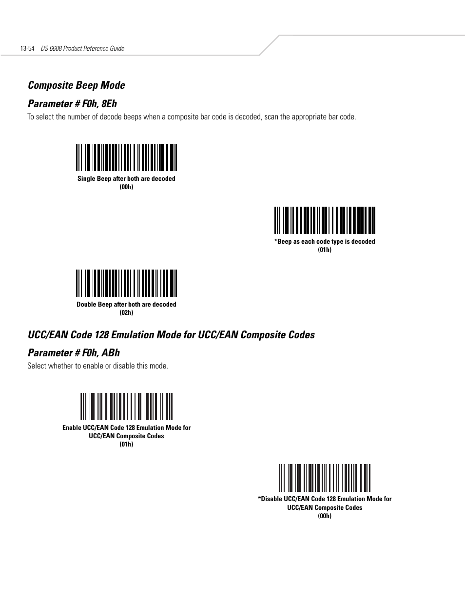 Composite beep mode, Composite beep mode parameter # f0h, 8eh | Symbol Technologies DS 6608 User Manual | Page 212 / 396