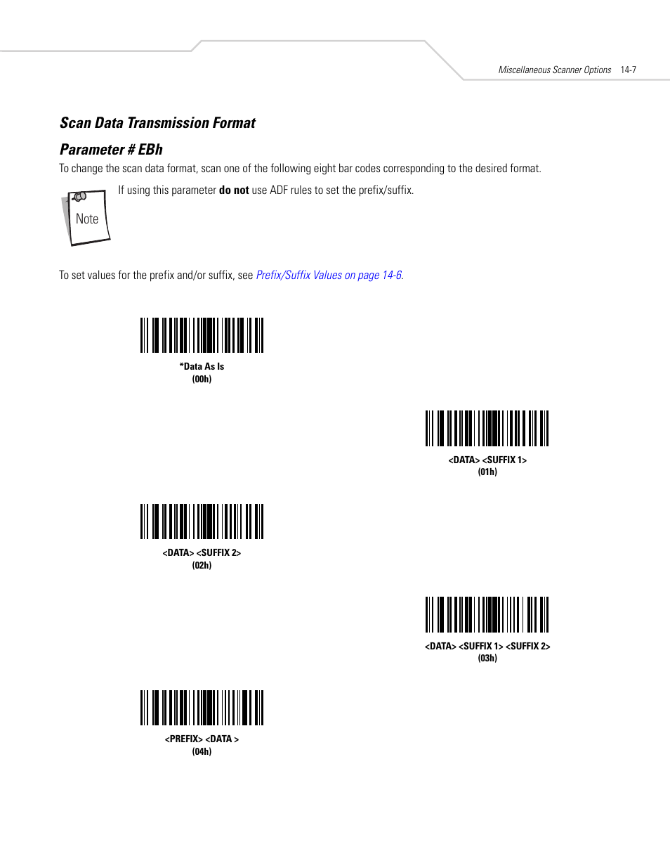 Scan data transmission format, Scan data transmission format -7, Scan data transmission format parameter # ebh | Symbol Technologies DS 6608 User Manual | Page 229 / 396