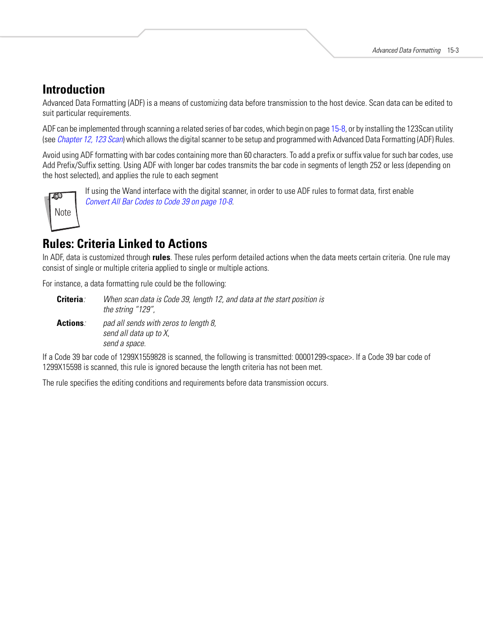 Introduction, Rules: criteria linked to actions | Symbol Technologies DS 6608 User Manual | Page 235 / 396