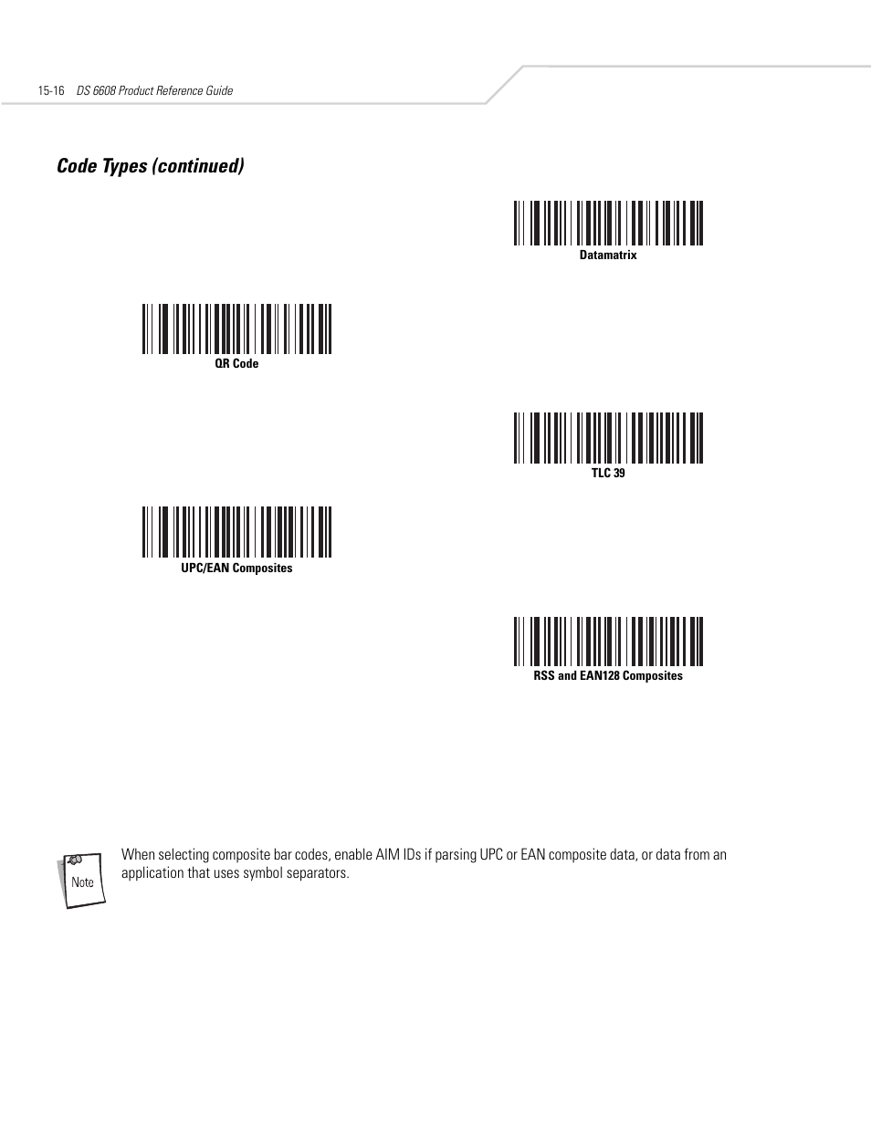 Code types (continued) | Symbol Technologies DS 6608 User Manual | Page 248 / 396
