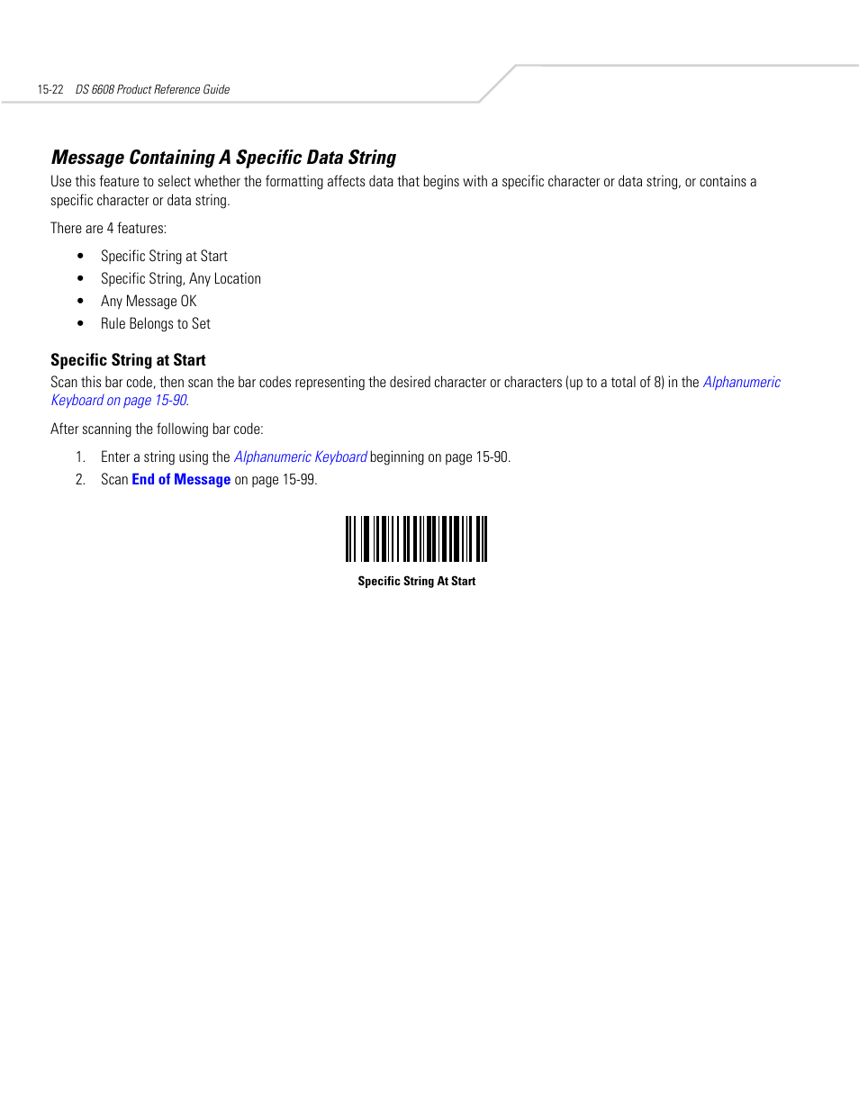Message containing a specific data string, Message containing a specific data string -22 | Symbol Technologies DS 6608 User Manual | Page 254 / 396