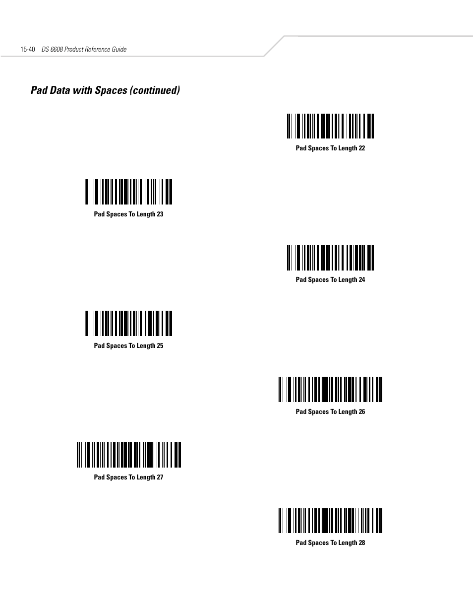 Pad data with spaces (continued) | Symbol Technologies DS 6608 User Manual | Page 272 / 396