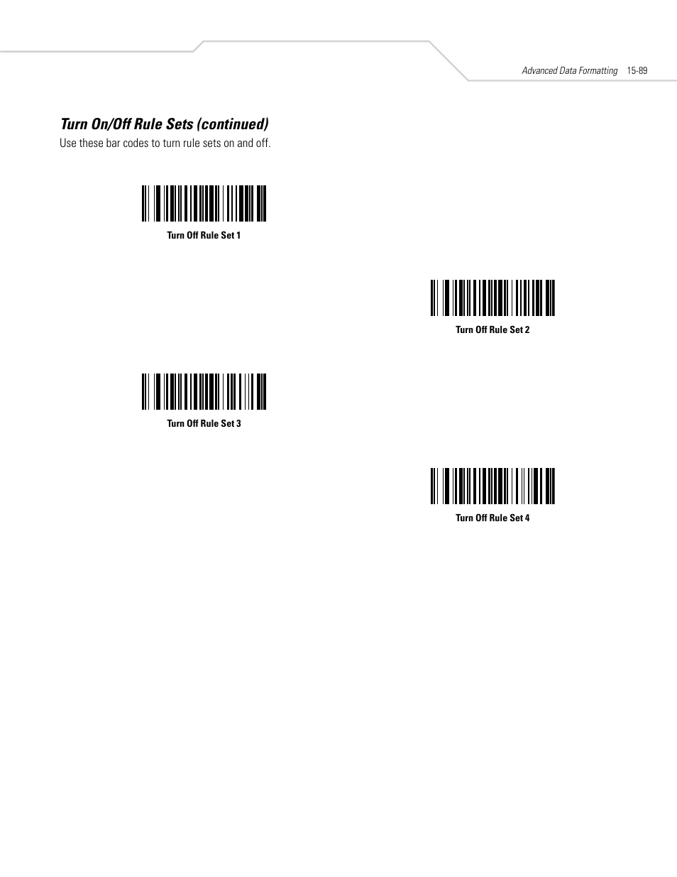 Turn on/off rule sets (continued) | Symbol Technologies DS 6608 User Manual | Page 321 / 396