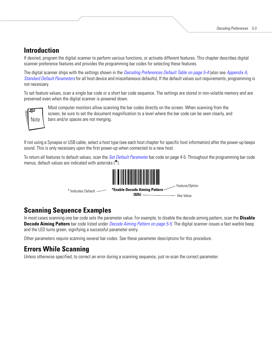 Introduction, Scanning sequence examples, Errors while scanning | Symbol Technologies DS 6608 User Manual | Page 57 / 396