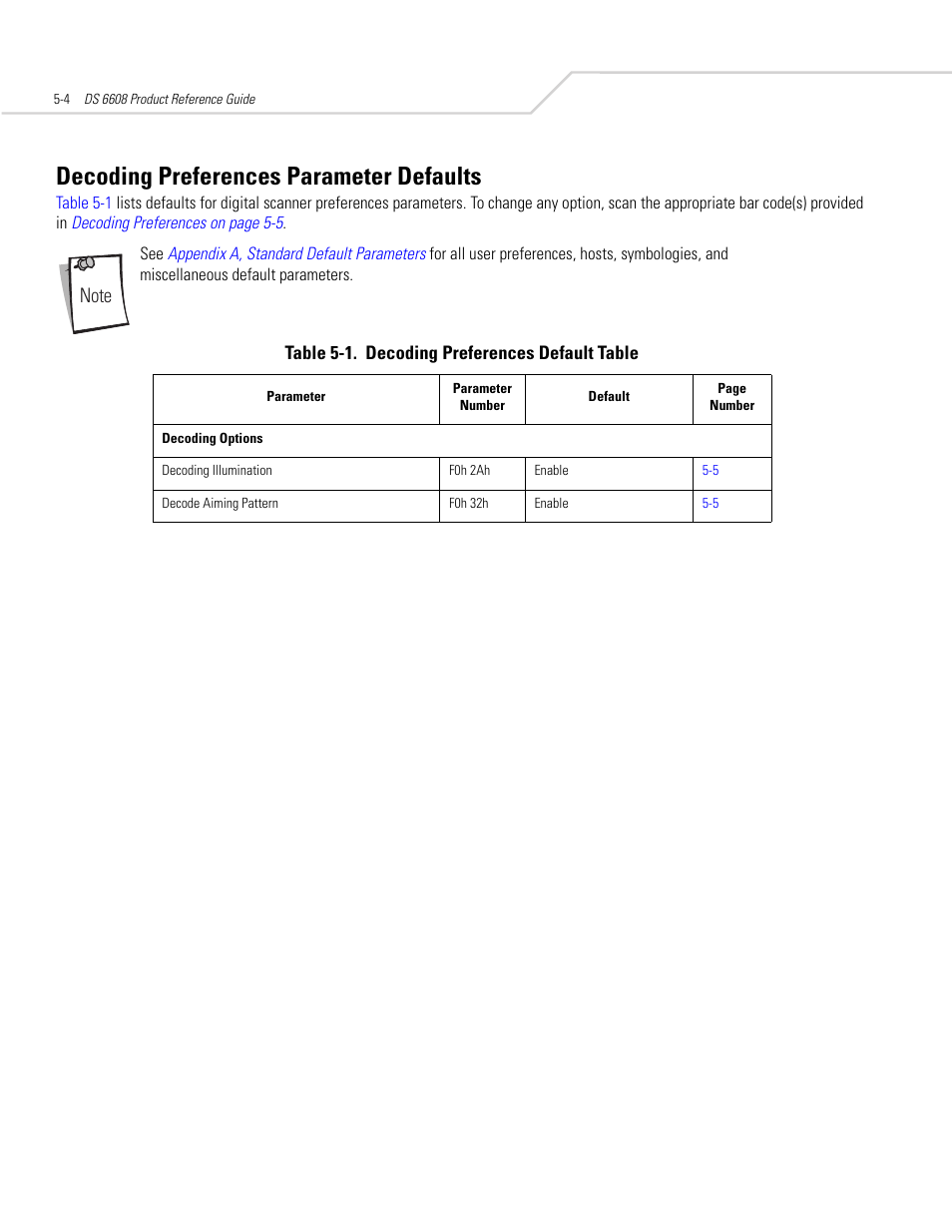 Decoding preferences parameter defaults, Decoding preferences parameter defaults -4 | Symbol Technologies DS 6608 User Manual | Page 58 / 396