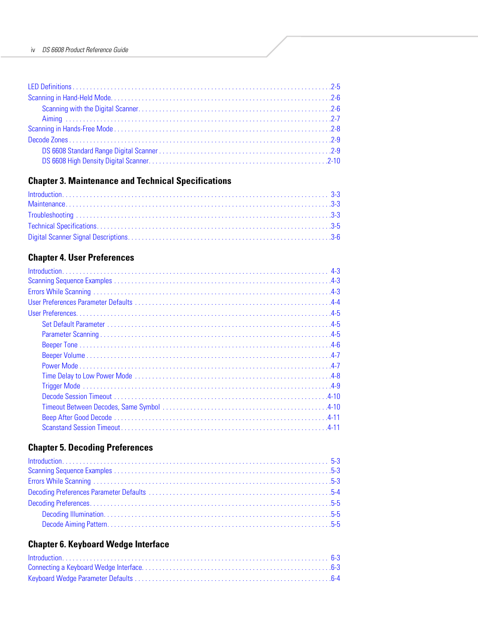Symbol Technologies DS 6608 User Manual | Page 6 / 396