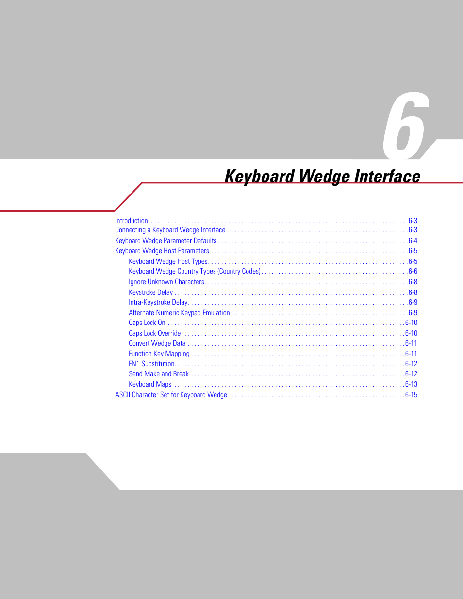 Keyboard wedge interface, Chapter 6. keyboard w, Chapter 6, keyboard wedge interface | Symbol Technologies DS 6608 User Manual | Page 61 / 396