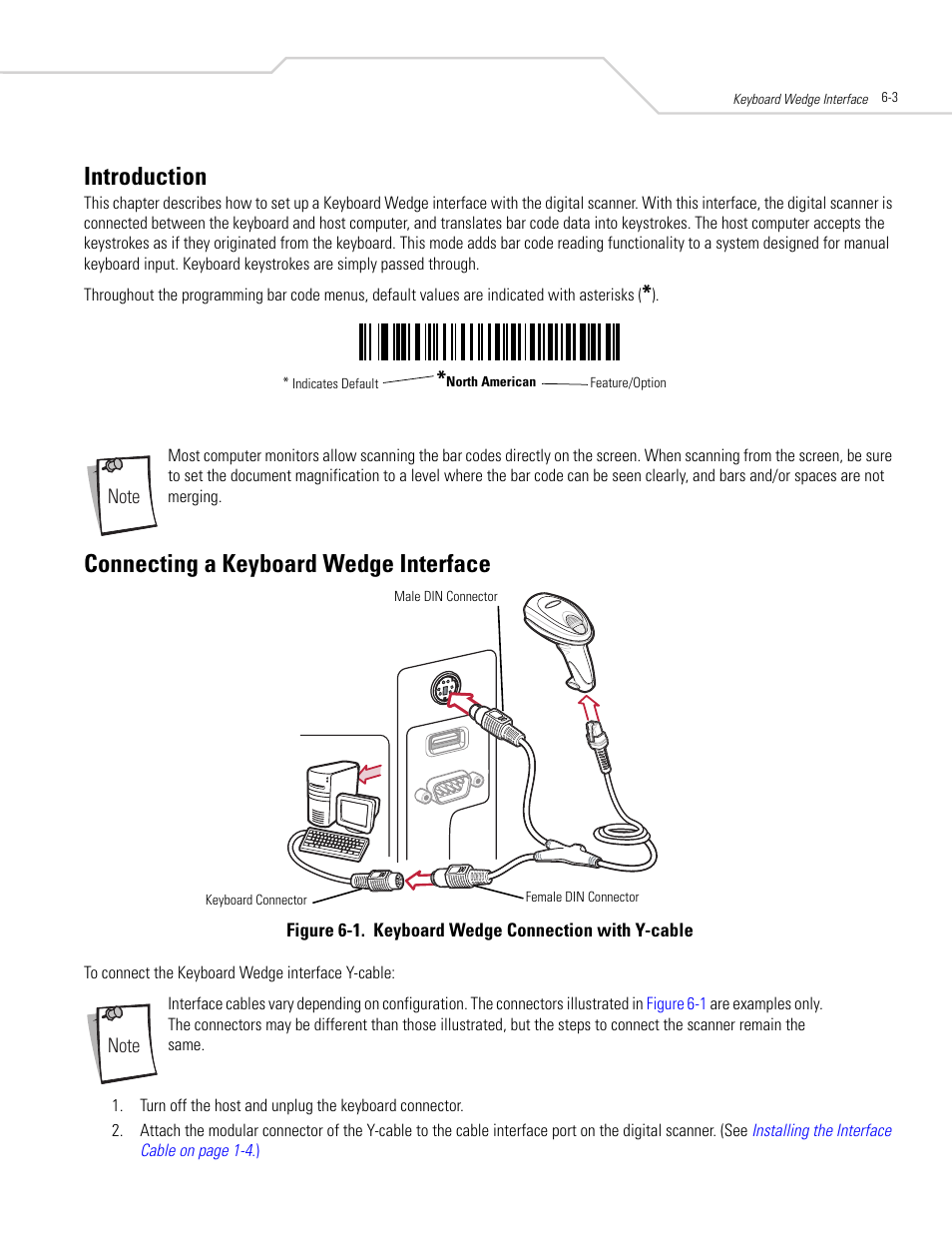 Introduction, Connecting a keyboard wedge interface | Symbol Technologies DS 6608 User Manual | Page 63 / 396