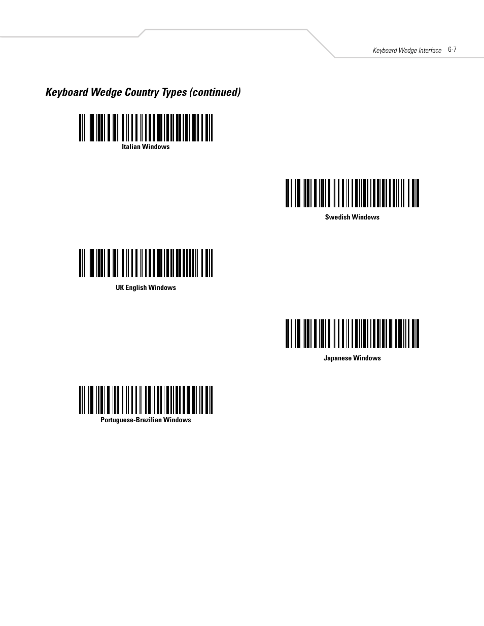 Keyboard wedge country types (continued) | Symbol Technologies DS 6608 User Manual | Page 67 / 396